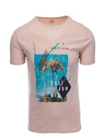 Men's printed t-shirt S1434 V-14B- pink