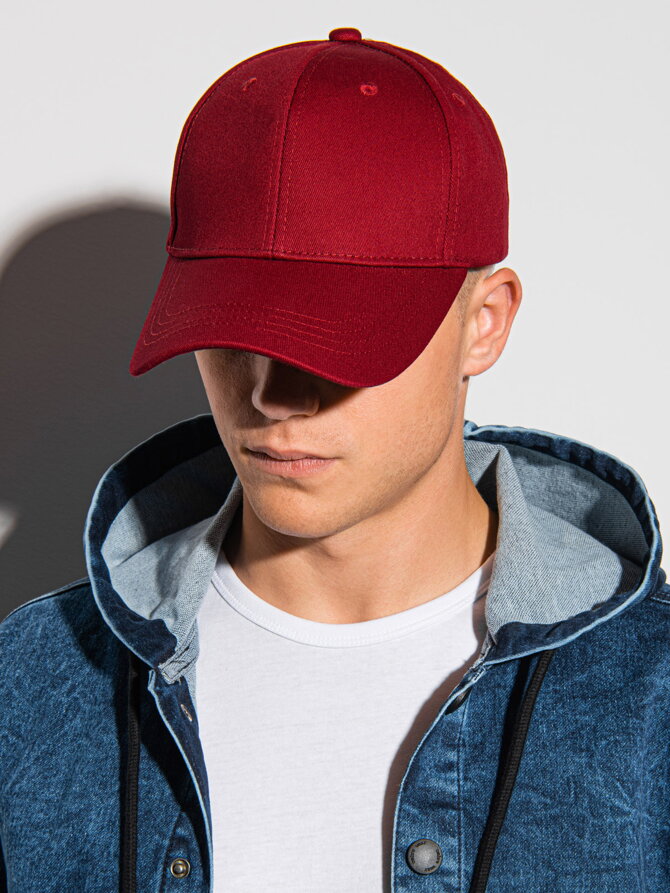 Men's cap H086 - dark red