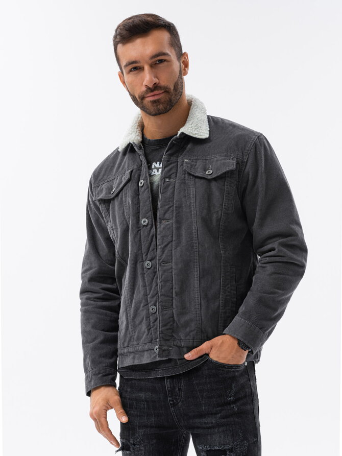 Men's mid-season jacket C524 - dark grey
