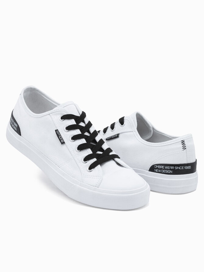 Men's short sneakers with contrasting inserts - white V2 OM-FOSL-0115