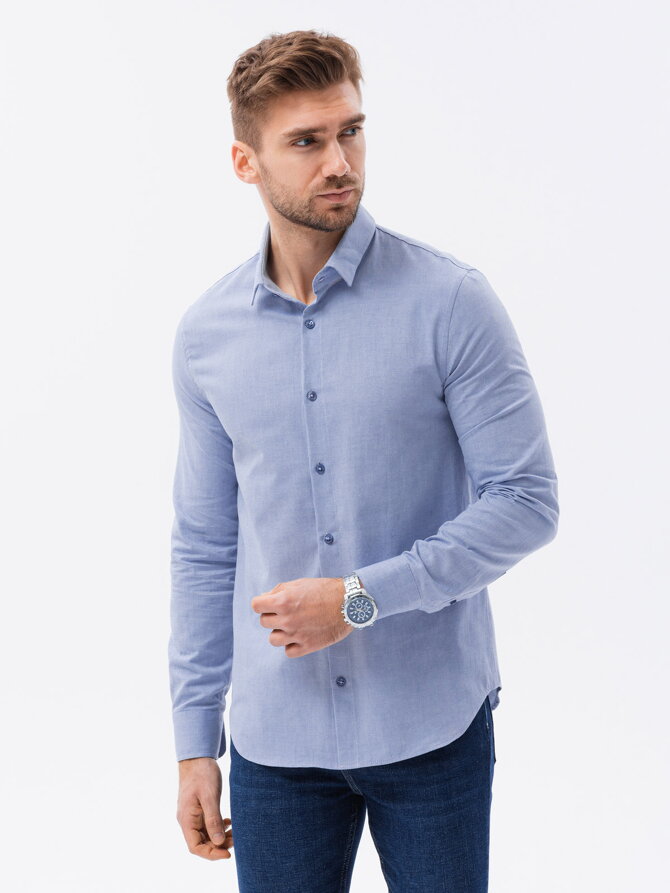 Men's shirt with long sleeves SLIM FIT - V9 blue K642