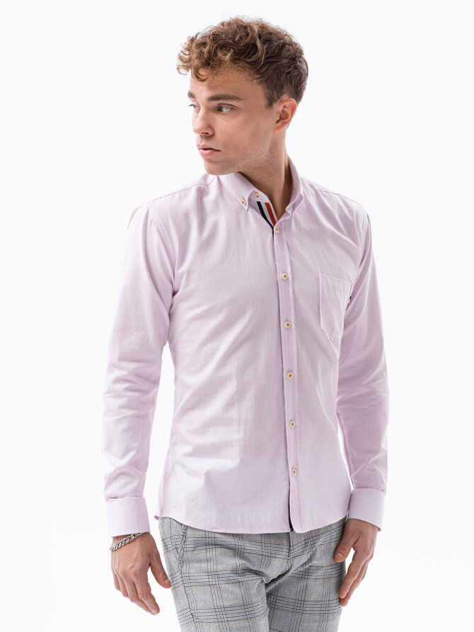 Men's shirt with long sleeves - pink K643