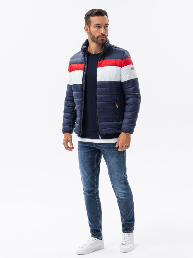 Men's mid-season quilted jacket - navy C551