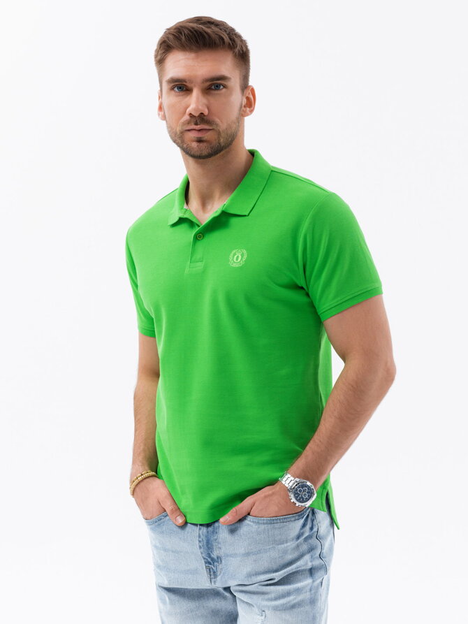 Men's plain polo shirt S1374 - green