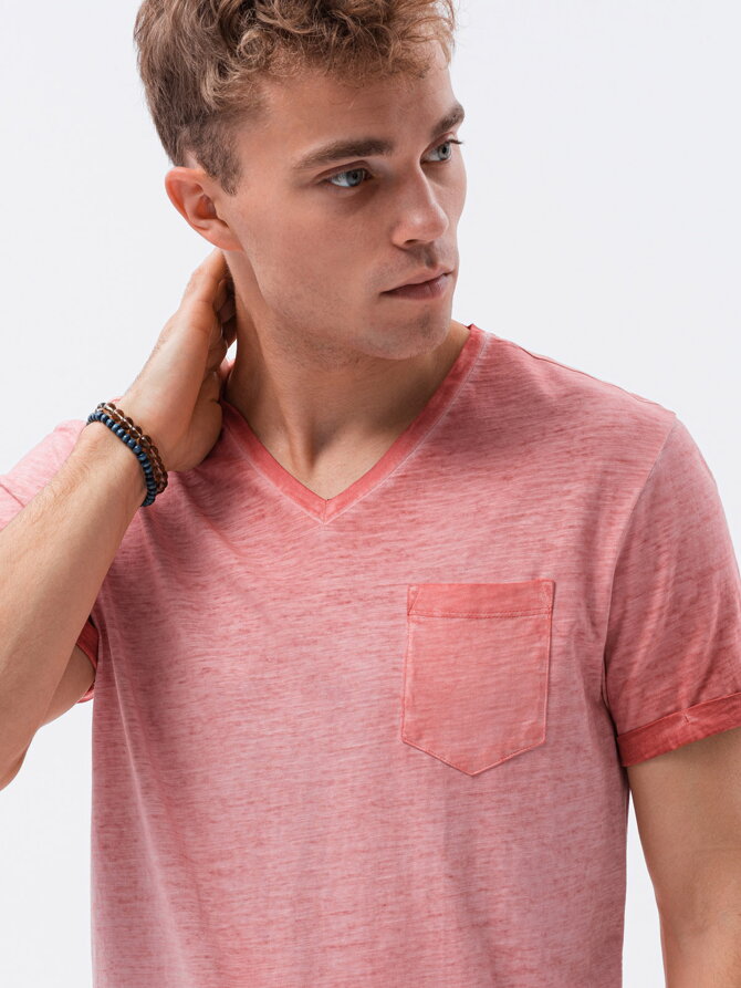 Men's plain t-shirt S1388 - coral