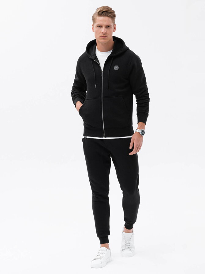 Men's sweatshirt set unbuttoned sweatshirt + pants - black V2 Z62