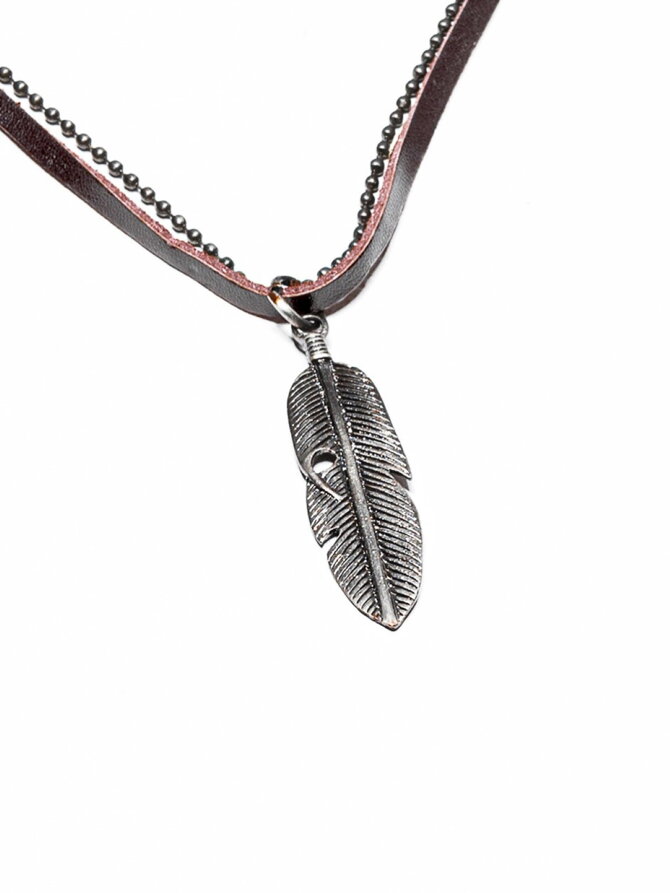 Men's necklace on the leather strap A354