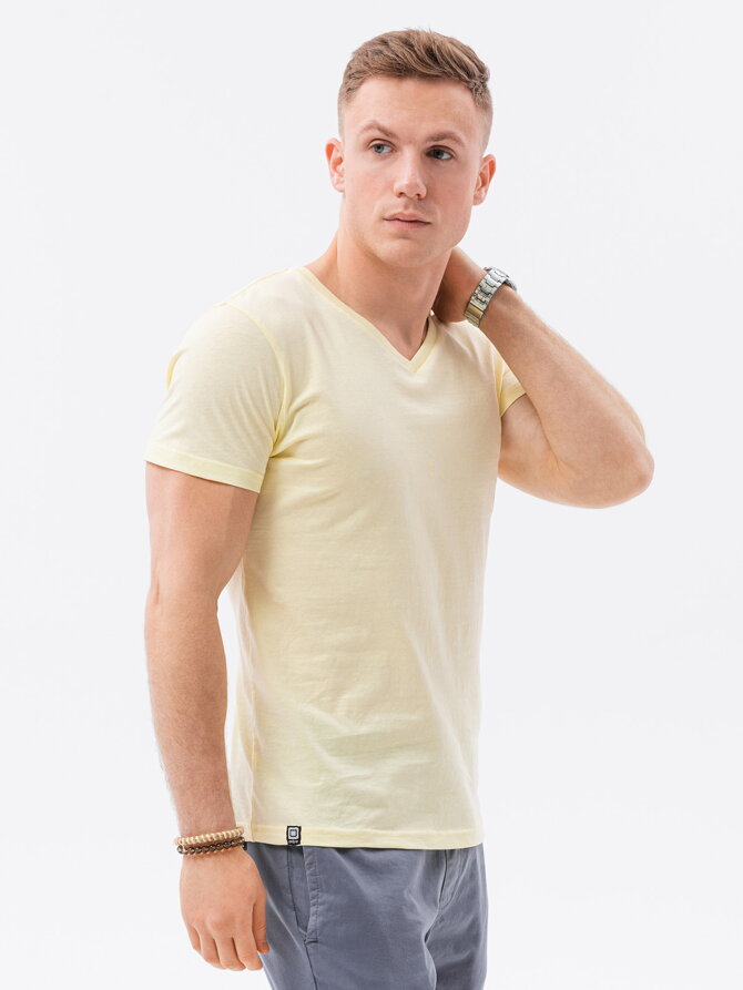 Men's plain t-shirt S1369 - light yellow