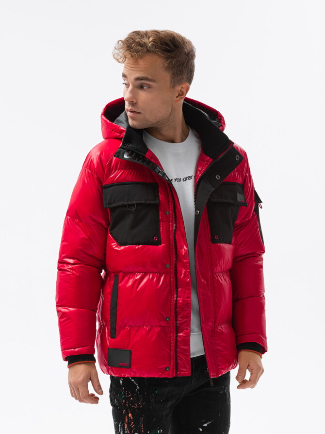 Men's mid-season quilted jacket C457 - red