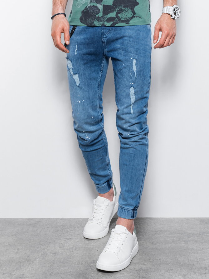 Men's jeans joggers P939 - light blue