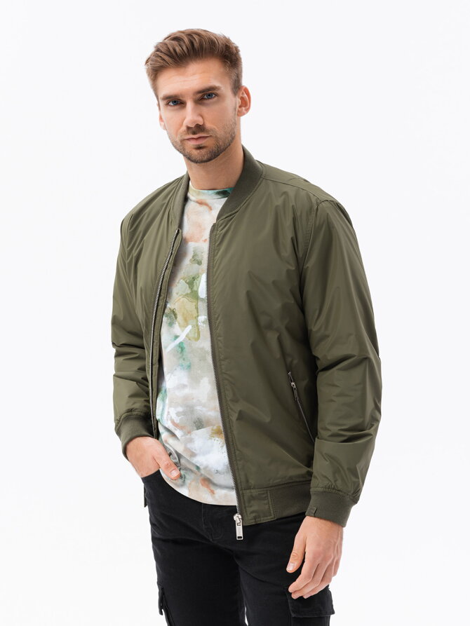 Men's mid-season quilted jacket C538- olive
