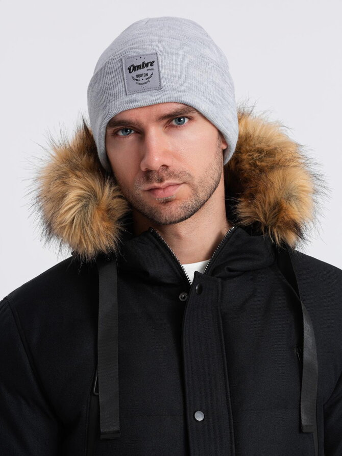 Men's hat H103 - grey melange