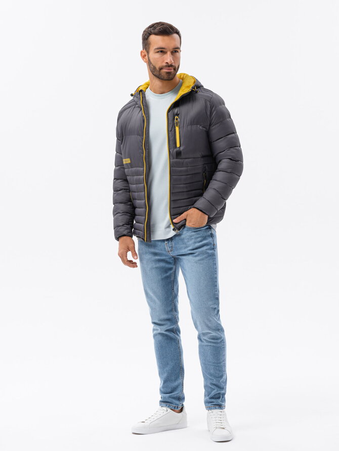 Men's mid-season quilted jacket C372 - grey