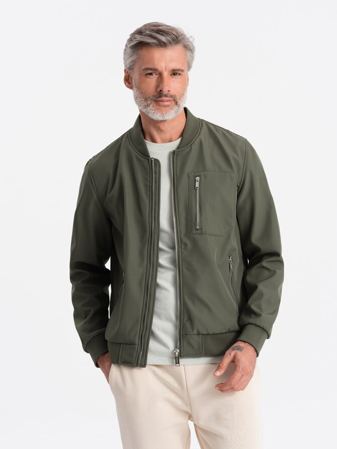 Men's mid-season bomber jacket C513 - dark olive