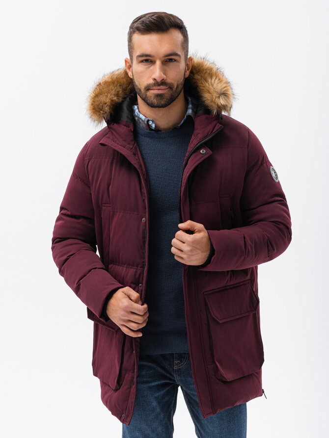 Men's winter jacket - V6 dark red C554
