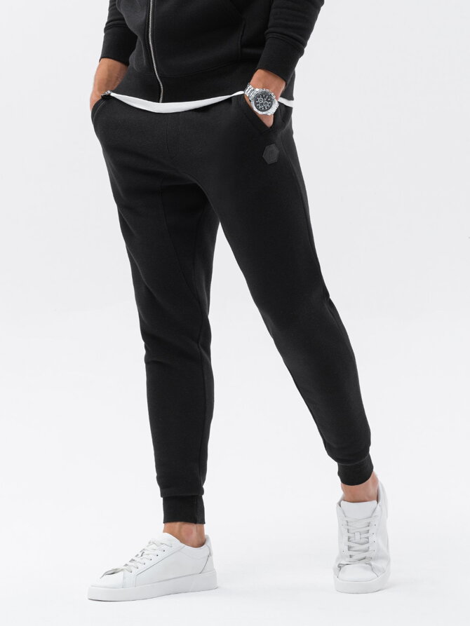 Men's sweatpants in pleasant knit fabric - black V2 OM-PASK-0131