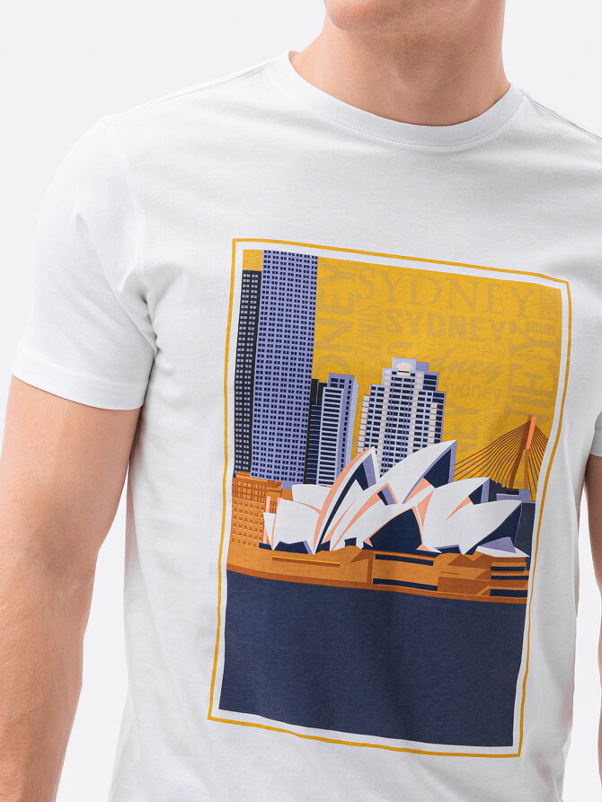 Men's printed t-shirt S1434 V-7A- white