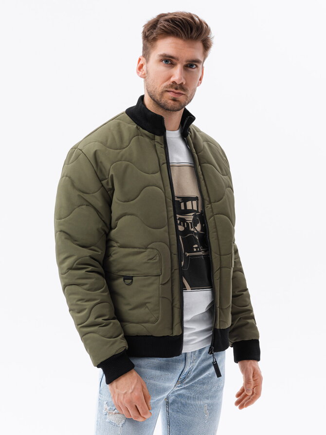 Men's mid-season quilted jacket C515 - olive