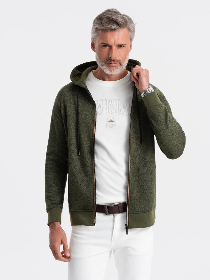 Men's zip-up sweatshirt  - V2 olive B1425