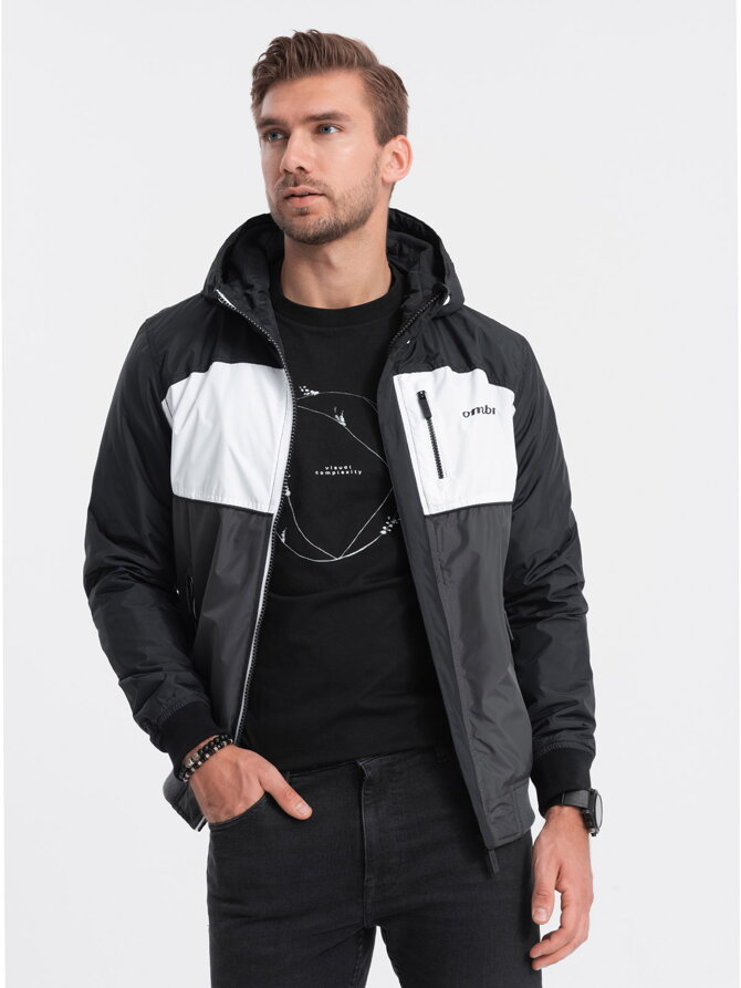 Men's mid-season quilted jacket C447 - black