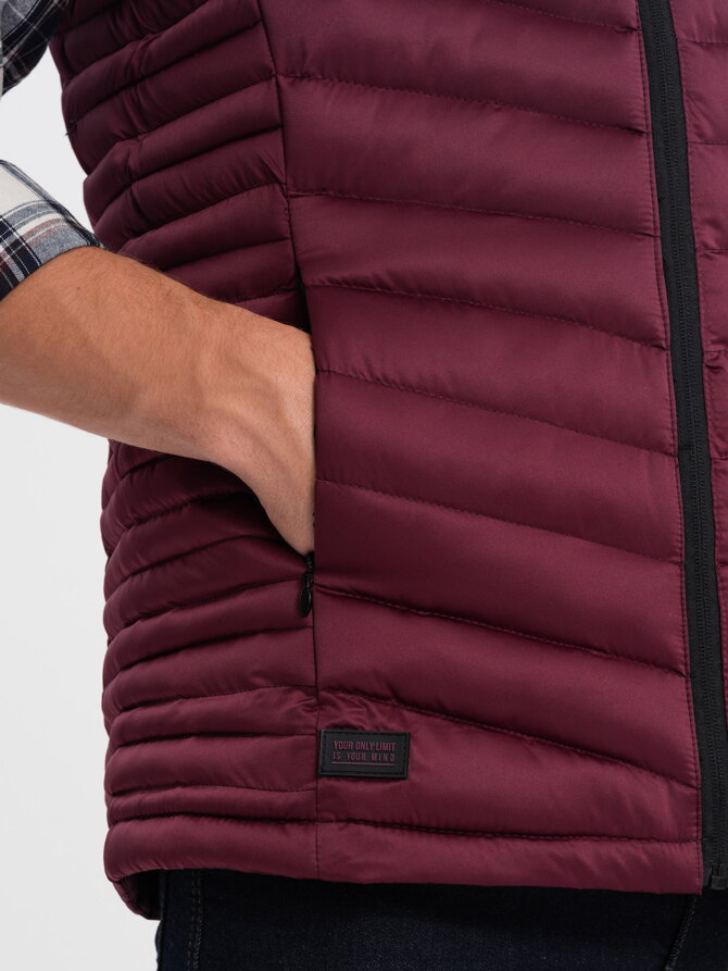 Men's quilted vest - dark red V54