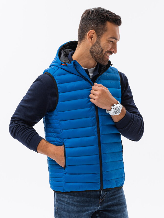 Men's quilted vest V53 - blue