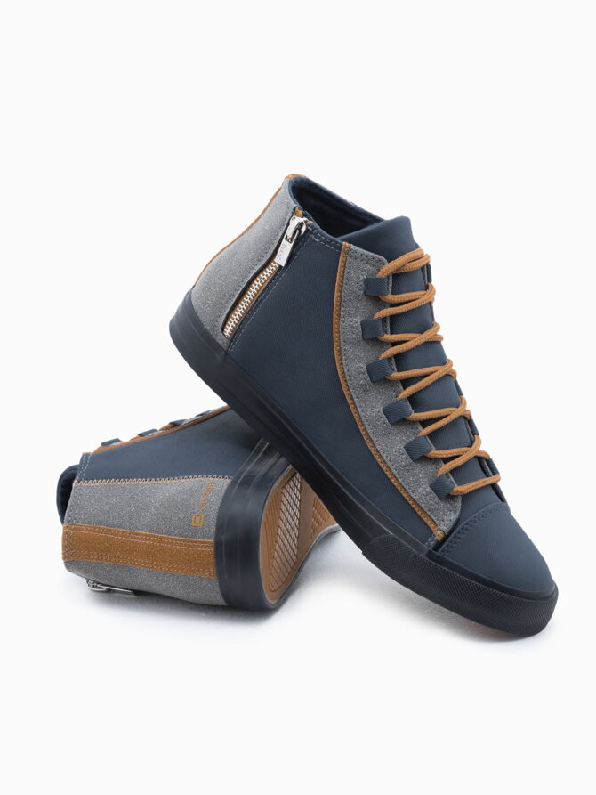 Men's high-top trainers T343 - navy