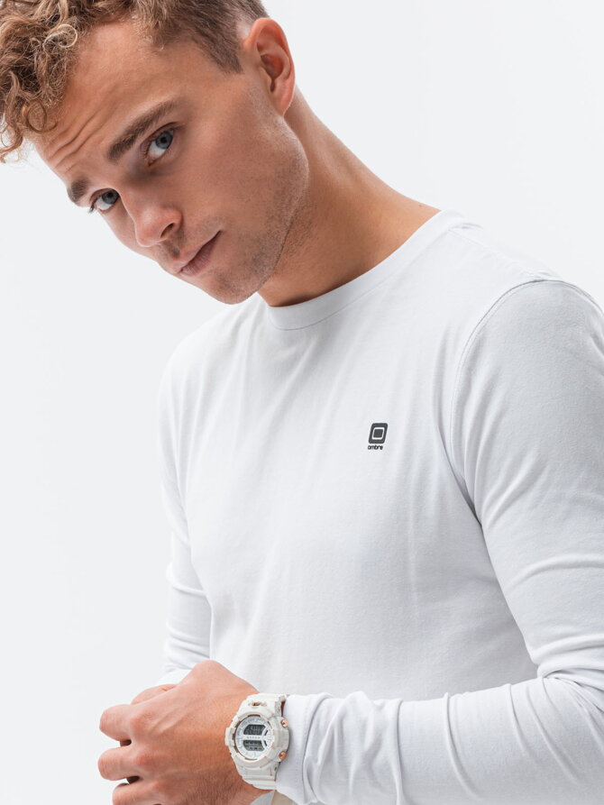 Men's plain longsleeve L135 - white