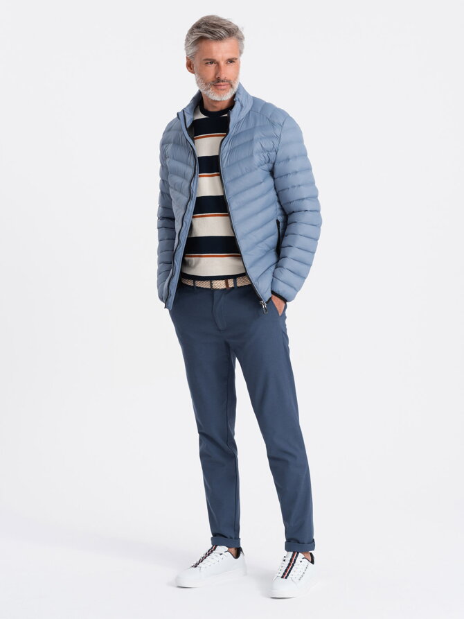 Men's mid-season quilted jacket C528 - light blue