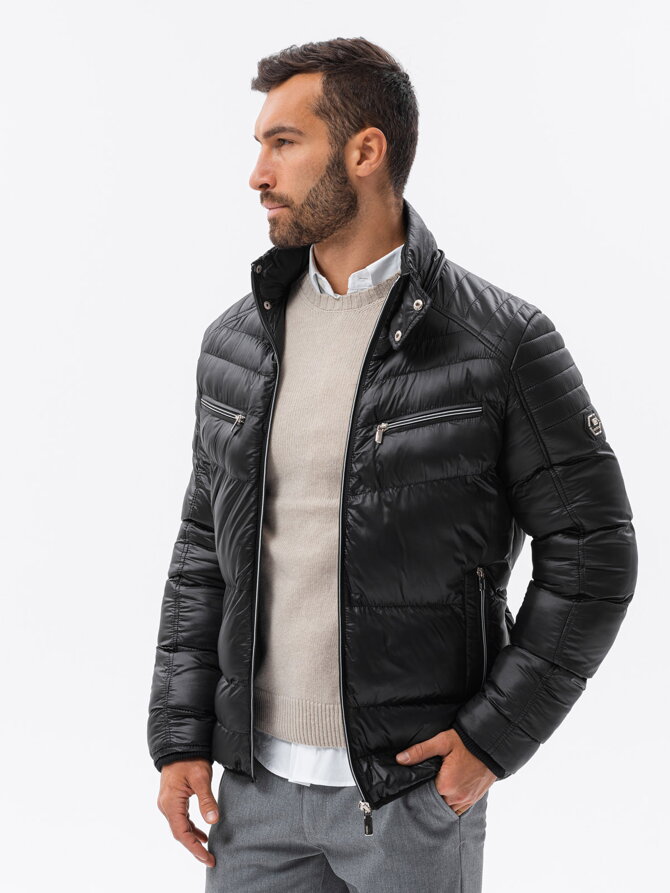 Men's winter quilted jacket - black C543