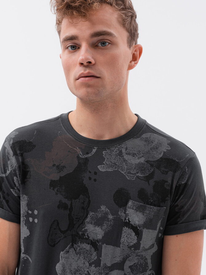 Men's printed t-shirt S1377 - dark grey