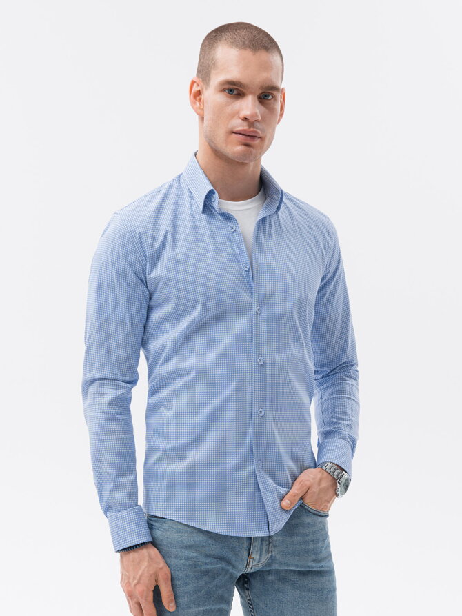 Men's shirt with long sleeves REGULAR FIT - light blue K614
