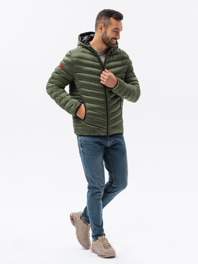 Men's mid-season quilted jacket C368 - green
