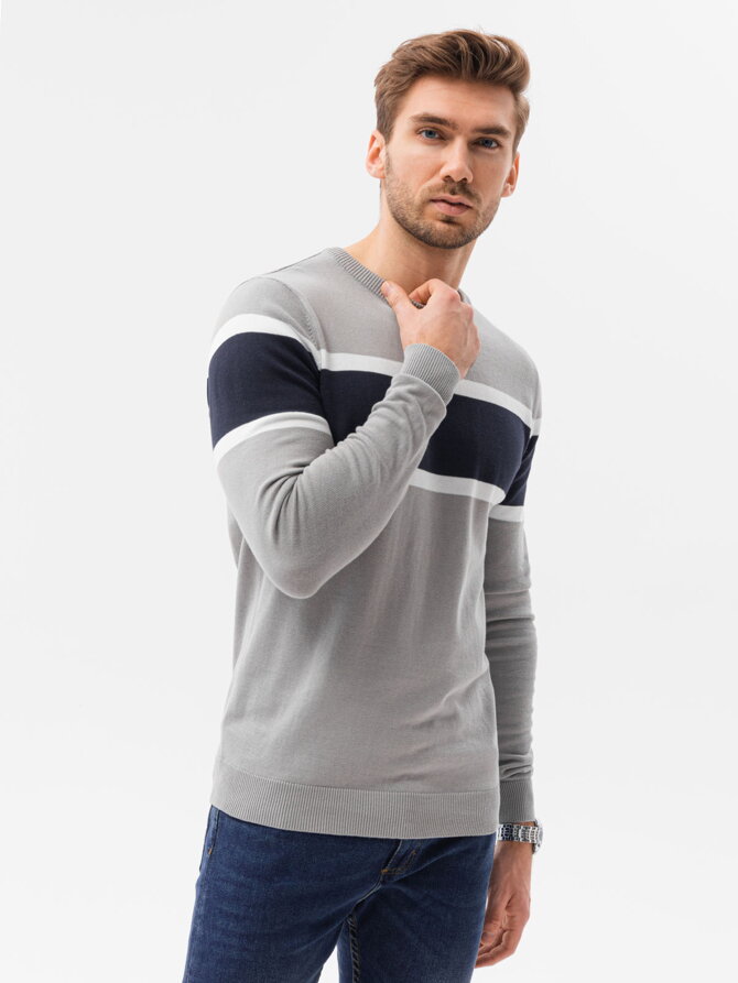 Men's sweater E190 - grey melange