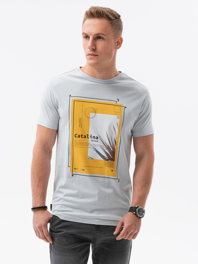 Men's printed t-shirt S1434 V-13B- blue