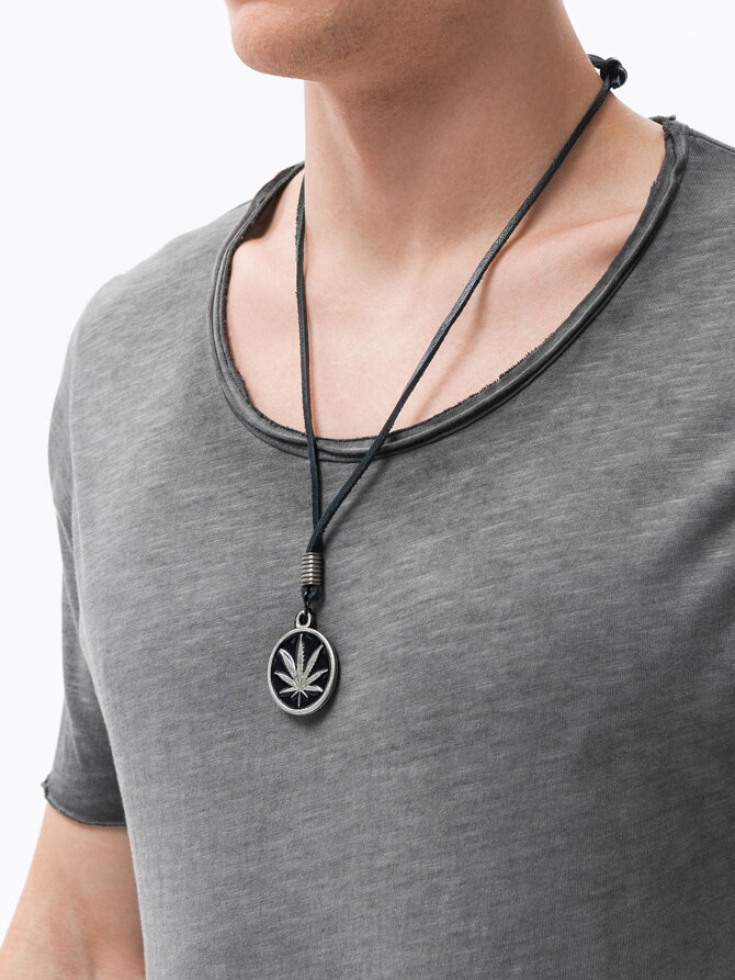 Men's necklace on the leather strap A350