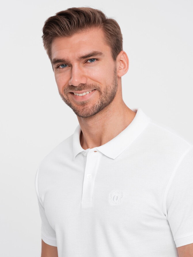 Men's plain polo shirt S1374 - white