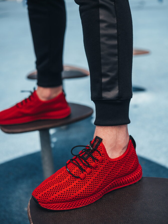 Men's mesh sneakers shoes - red V2 OM-FOKS-0117