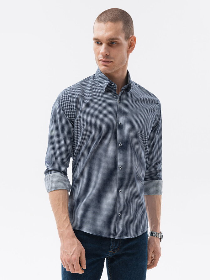 Men's shirt with long sleeves REGULAR FIT - navy K614